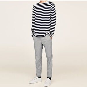Zara Man Gray Skinny Pants with side stripe